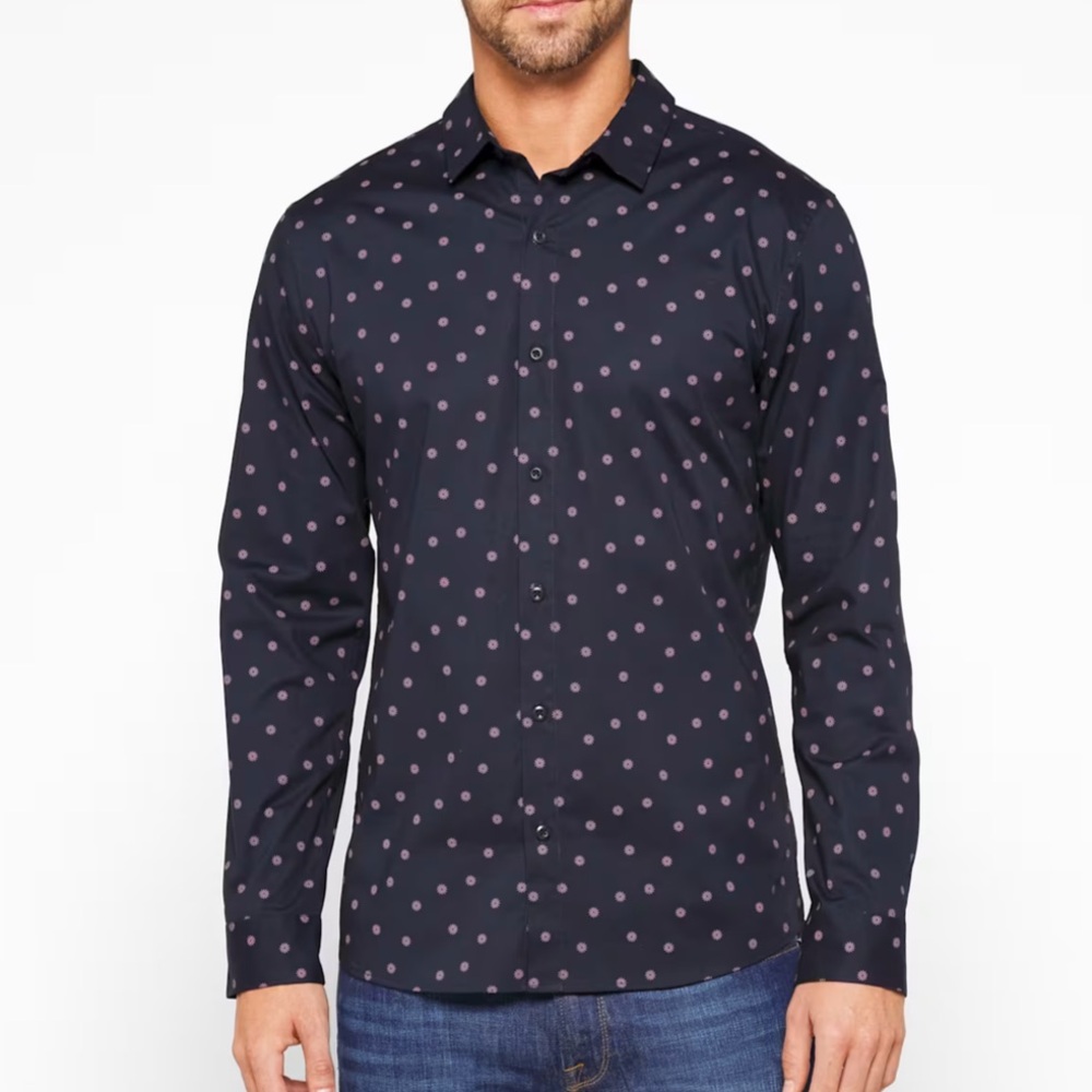 Artefact Stockholm Stretch Poplin‎ Shirt Navy L Tall Stitch Fix New With Tags